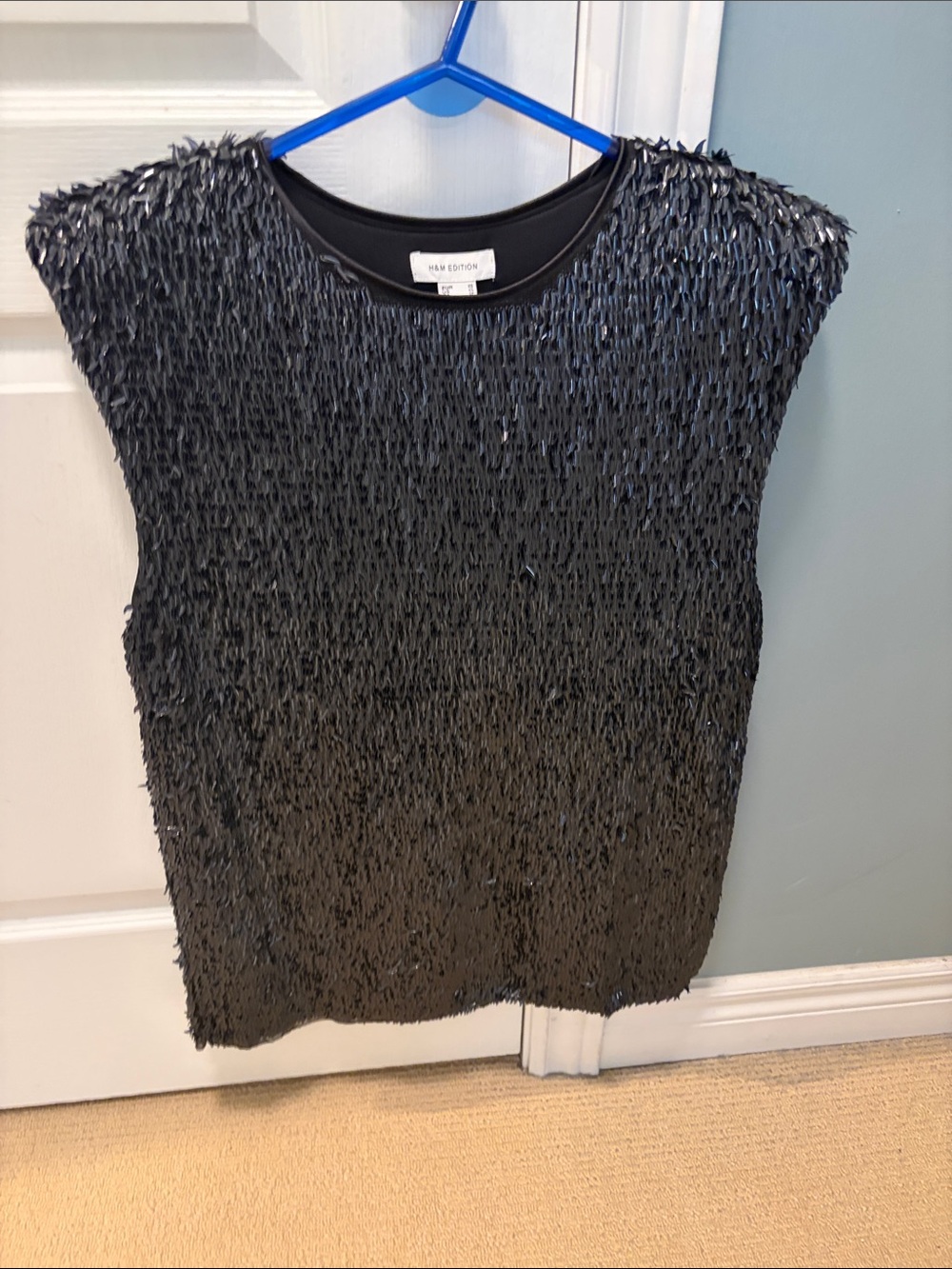 H&M Black Textured Sequin-Effect Sleeveless Tank